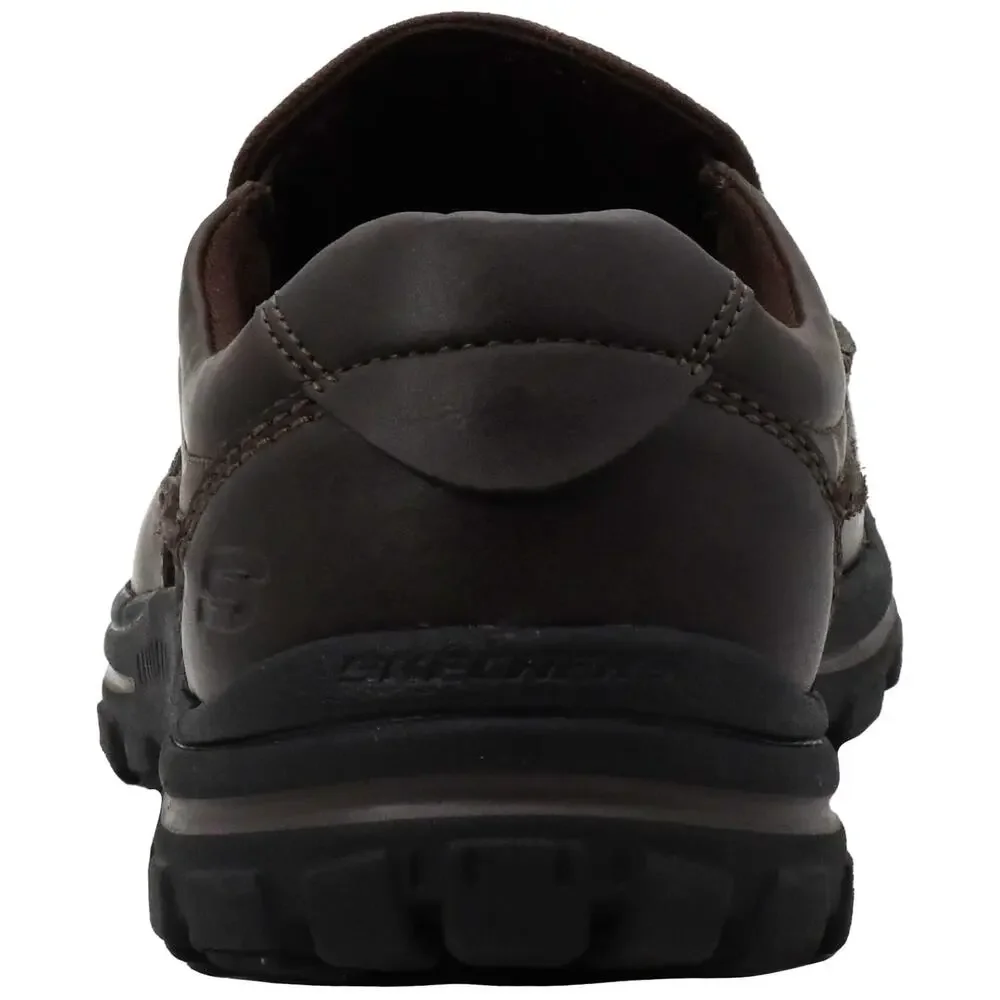 SKECHERS Relaxed Fit Men’s Dark Brown Leather Slip-On Loafers Memory Foam US 9.5